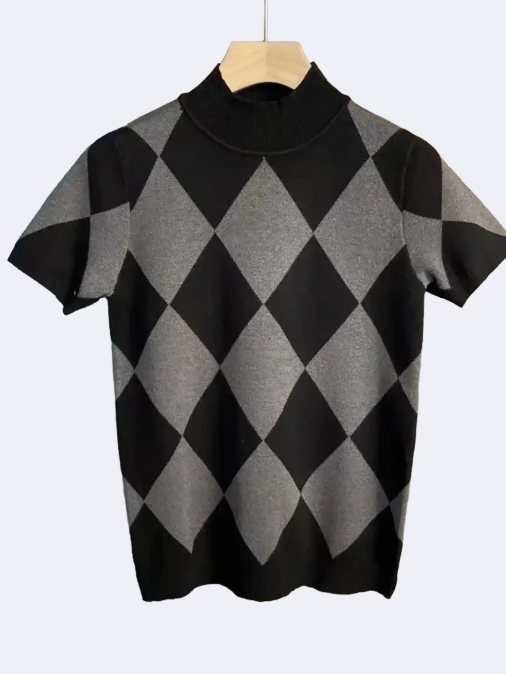 MEN'S TWO -TONE DIAMOND PRINT KNIT TOP