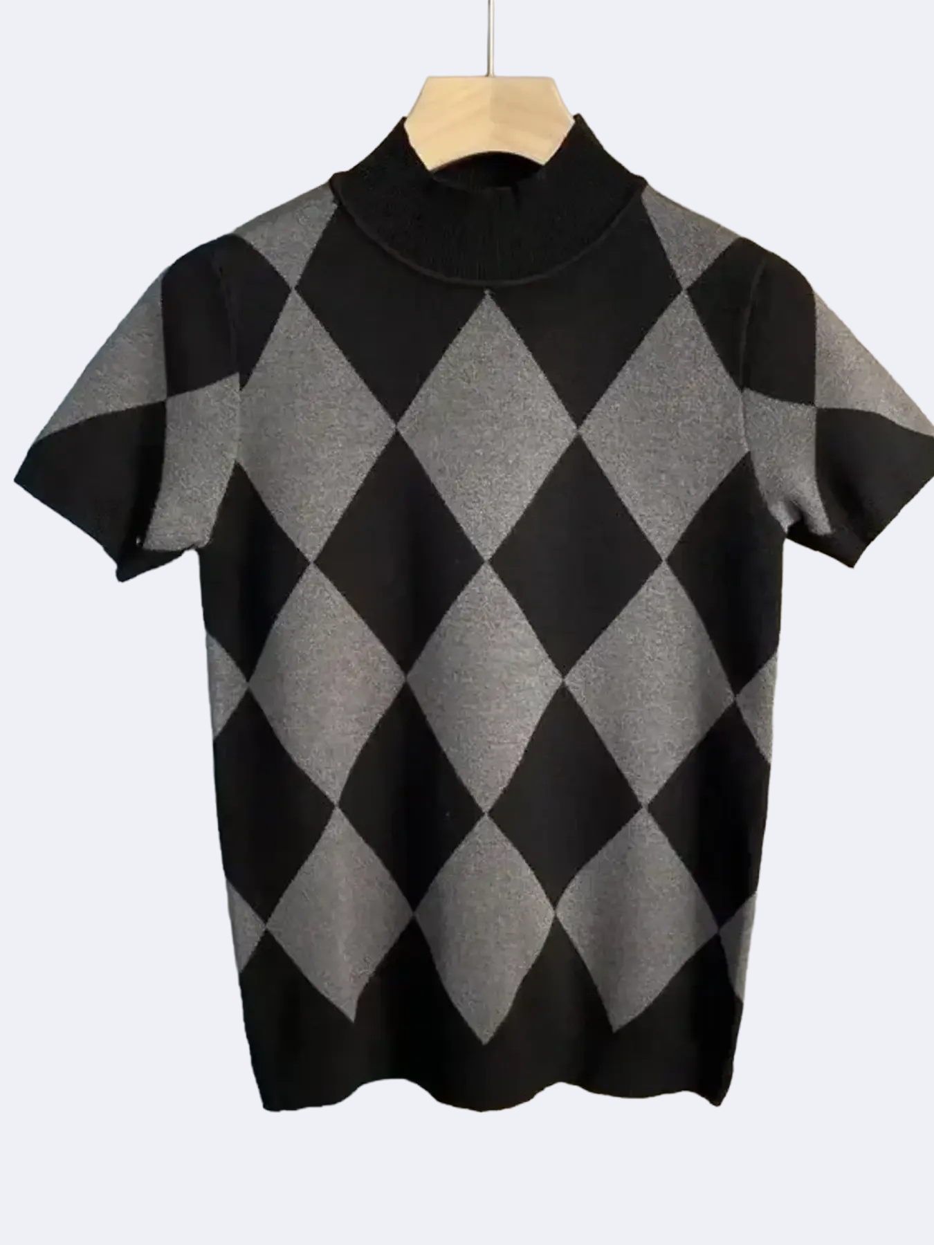 MEN'S TWO -TONE DIAMOND PRINT KNIT TOP