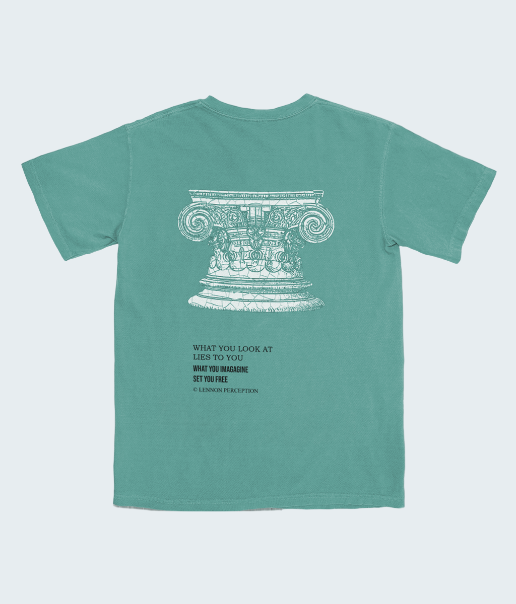 COLUMN WITH FHRASE HEAVYWEIGHT SEAGREEN T-SHIRT